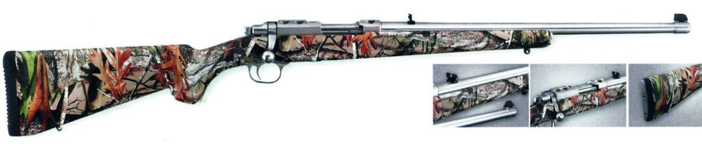 "Rugerova" puška u kalibru .44 Magnum napravljena od nerđajućeg čelika sa odličnim maskirnim kundakom, mehaničkim nišanima i mogućnošću montaže optike 
