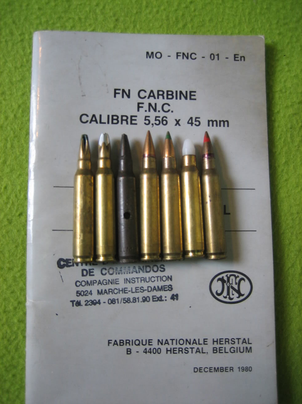 Razliciti tipovi municije 5,56mm koju FN koristi pri testiranju jurisnih pusaka.jpg